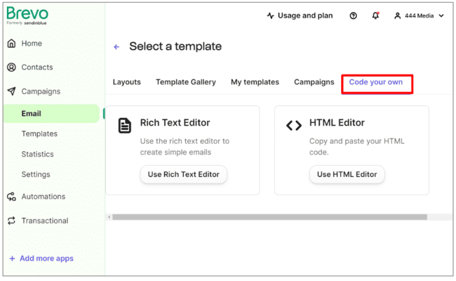 Brevo-review-code-your-own-email-building-options