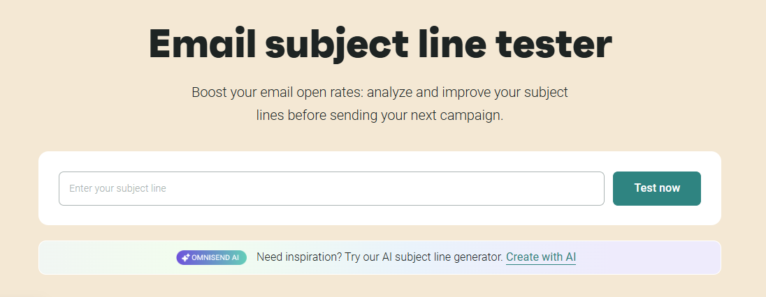 Omnisend email subject line tester
