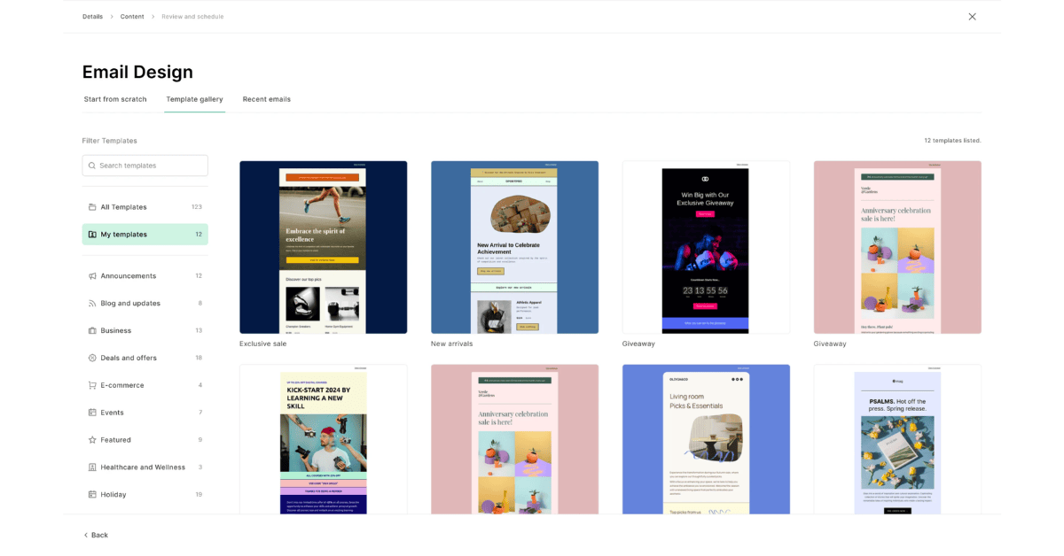 MailerLite pre-designed templates