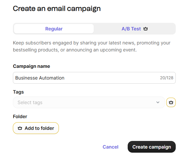 Brevo, create first email campaign